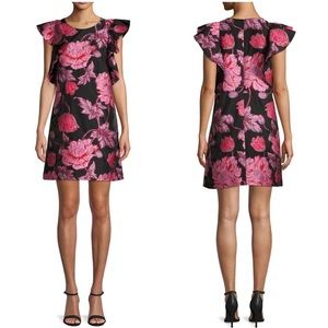 NWT Belle Badgley Mischka Flutter Sleeve Jacquard Dress